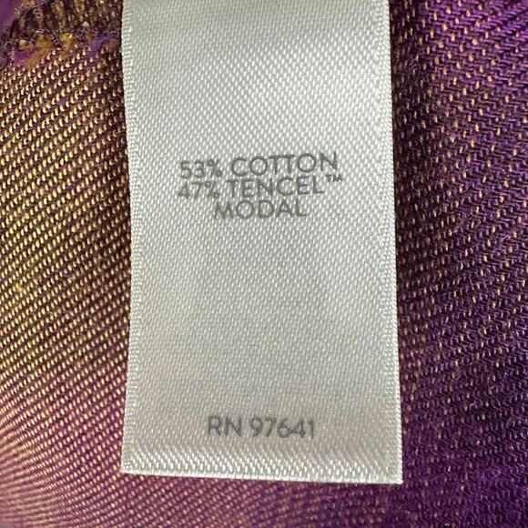 J Jill Top Womens 2X Purple Plaid 3/4 Length Sleeve Preppy Autumn Country - Picture 7 of 12